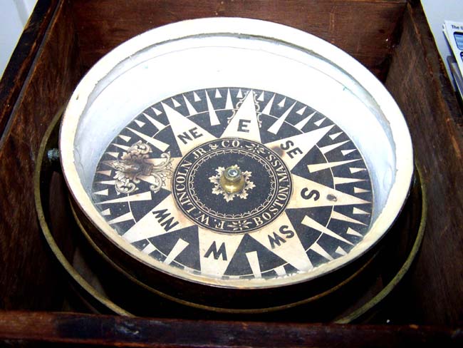 A fine and Rare 19th century Boxed Ships' Compass by Fredrick W. Lincoln, Jr., Boston, circa 1860